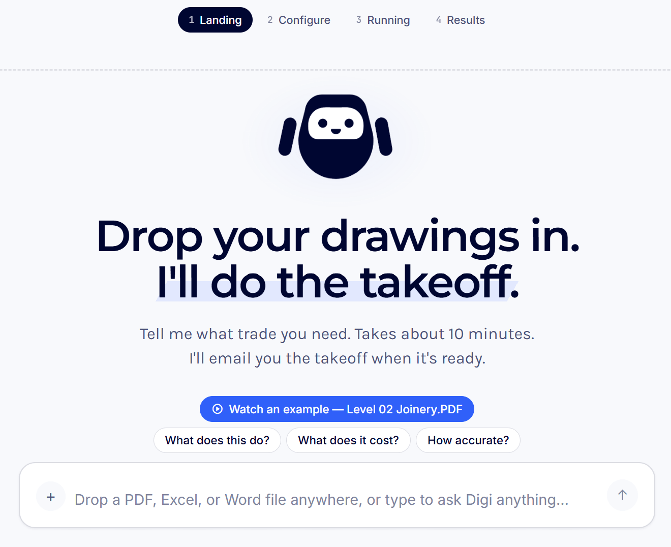 Matrak AI Takeoff: upload your drawings and get a tender-ready quote